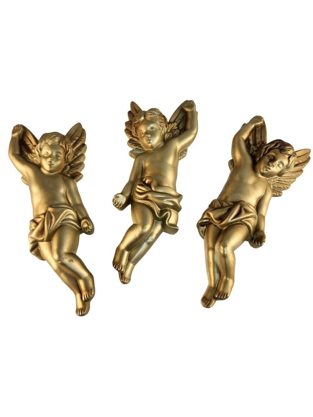 Vintage 1968 Miller Studio Cherub Angel Wall Hanging Set of 3 Chalkware